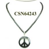Hematite Peace Pendant Beads Stone Chain Choker Fashion Women Necklace